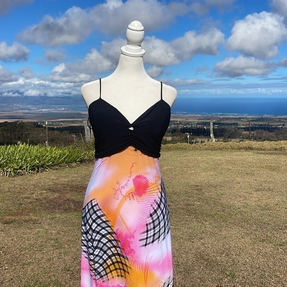 Y2K 90s VTG Pretty Young Thing Floral maxi Slip dress M - Picture 7 of 9